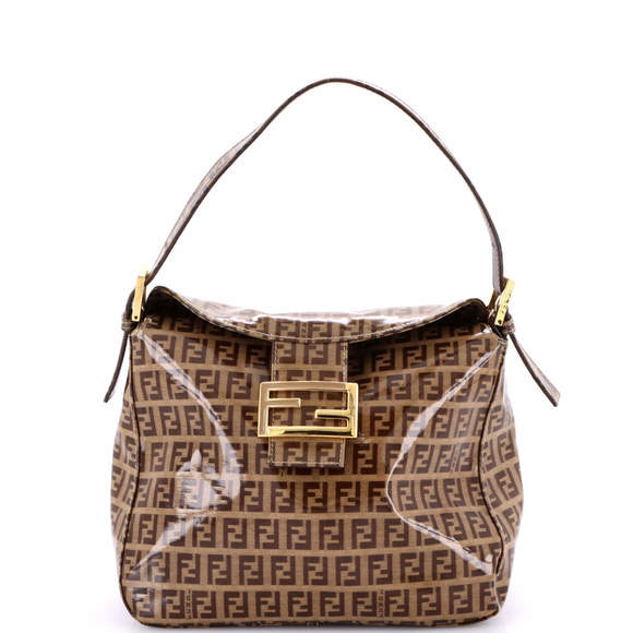 Fendi Small Vintage FF Buckle Curved Hobo Zucchino Coated Canvas - Picture 1 of 5